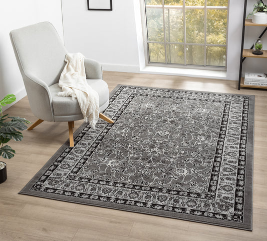 Obsidian Modern Low Pile Area Rug - Classical Traditional Design