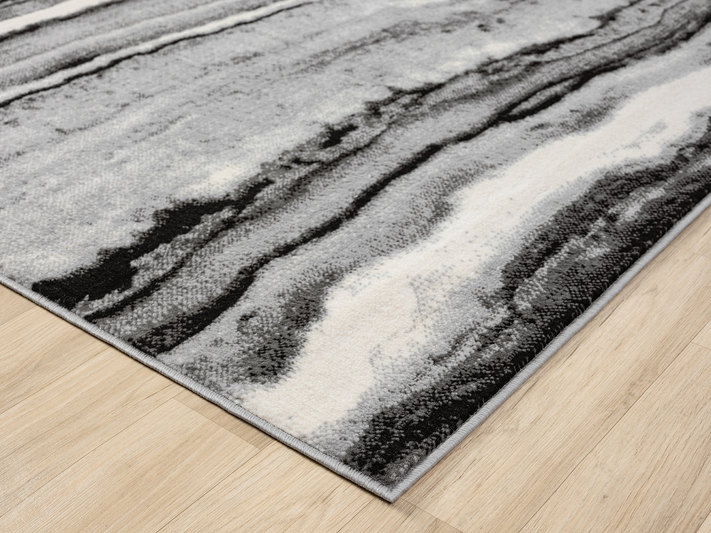 Obsidian Modern Low Pile Area Rug - Coast Waves Abstract Design