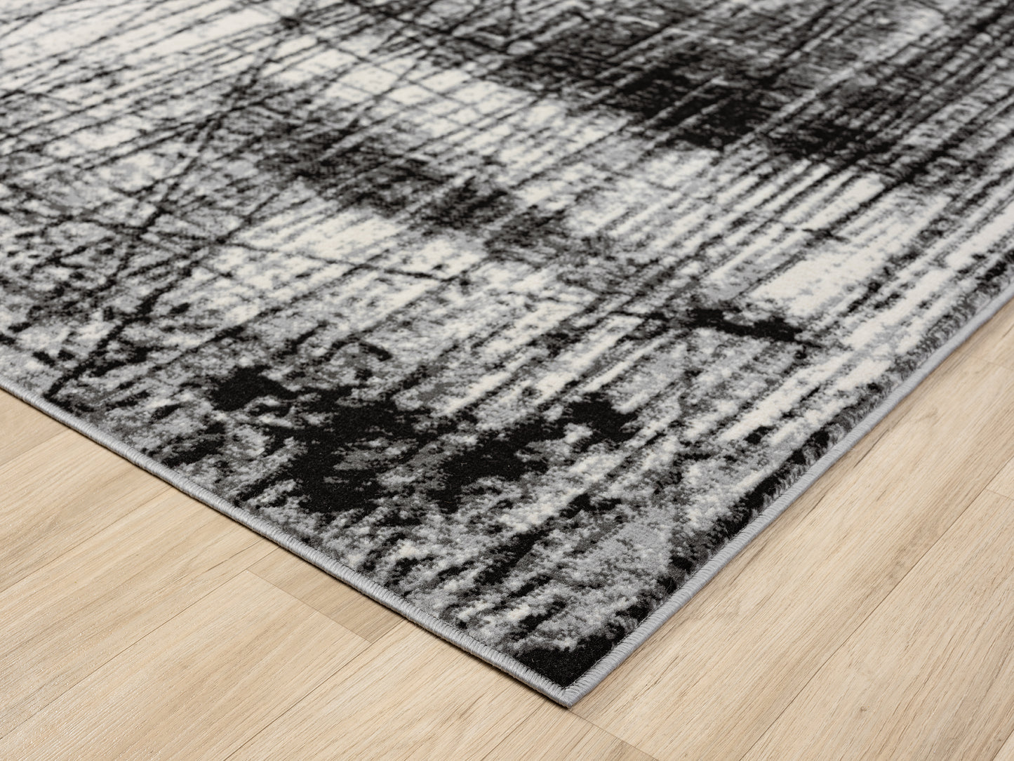 Obsidian Modern Low Pile Area Rug - Oblique Abstract Design
