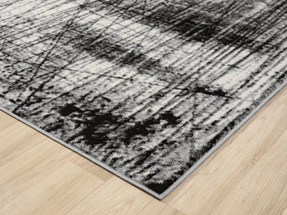 Obsidian Modern Low Pile Area Rug - Oblique Abstract Design