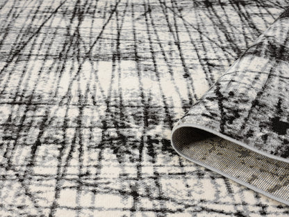 Obsidian Modern Low Pile Area Rug - Oblique Abstract Design