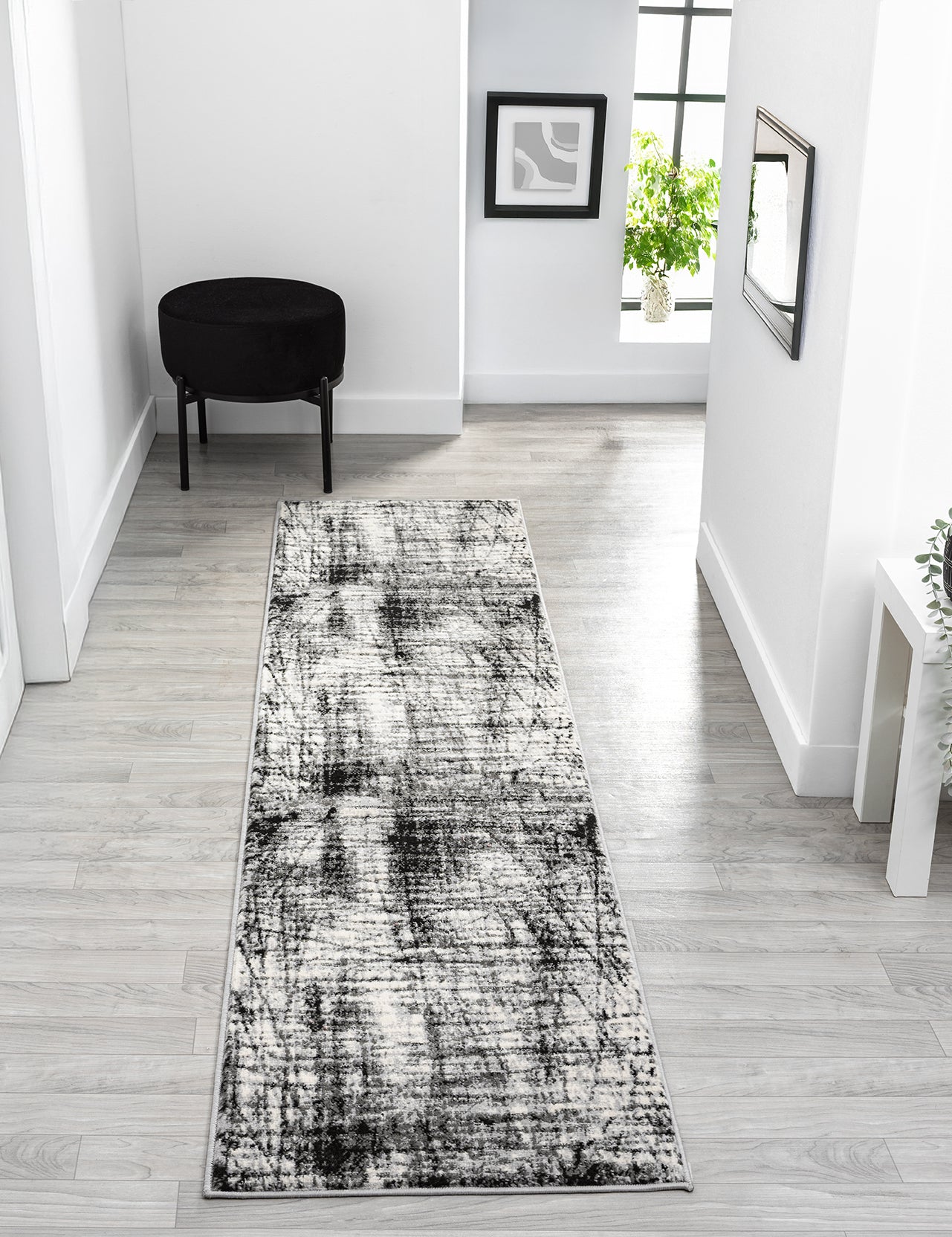 Obsidian Modern Low Pile Area Rug - Oblique Abstract Design