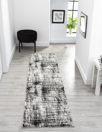 Obsidian Modern Low Pile Area Rug - Oblique Abstract Design