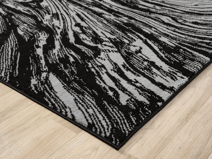 Obsidian Modern Low Pile Area Rug - Whirlpool Design
