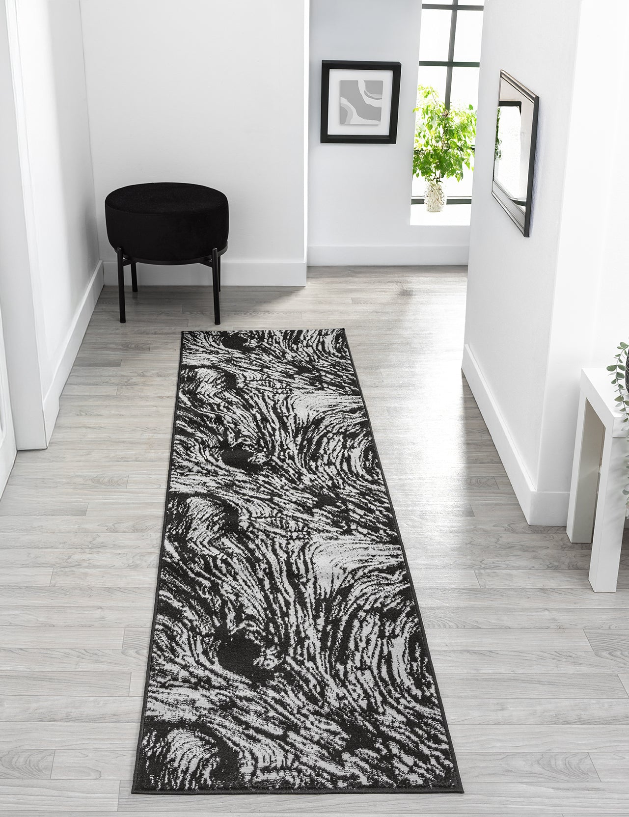 Obsidian Modern Low Pile Area Rug - Whirlpool Design