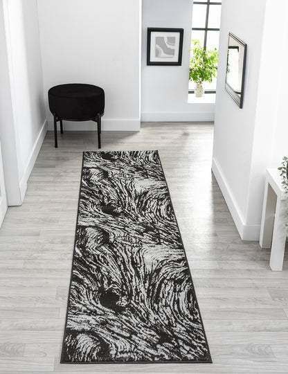 Obsidian Modern Low Pile Area Rug - Whirlpool Design