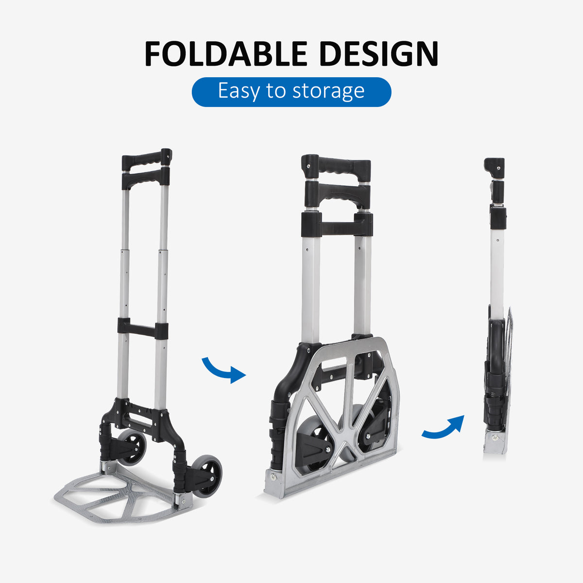 Heavy Duty Aluminium Foldable Hand Truck Trolley, 70KG Load Capacity