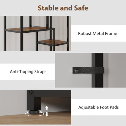 Industrial Bookcase 7-Tier Bookshelf Shelving Unit Rustic Brown Black