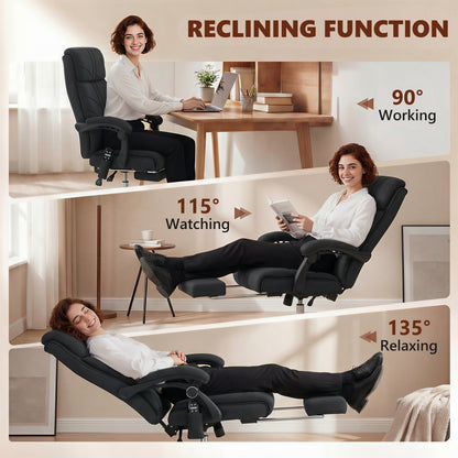 Vinsetto Vibration Massage Office Chair with Heat, Footrest, Black