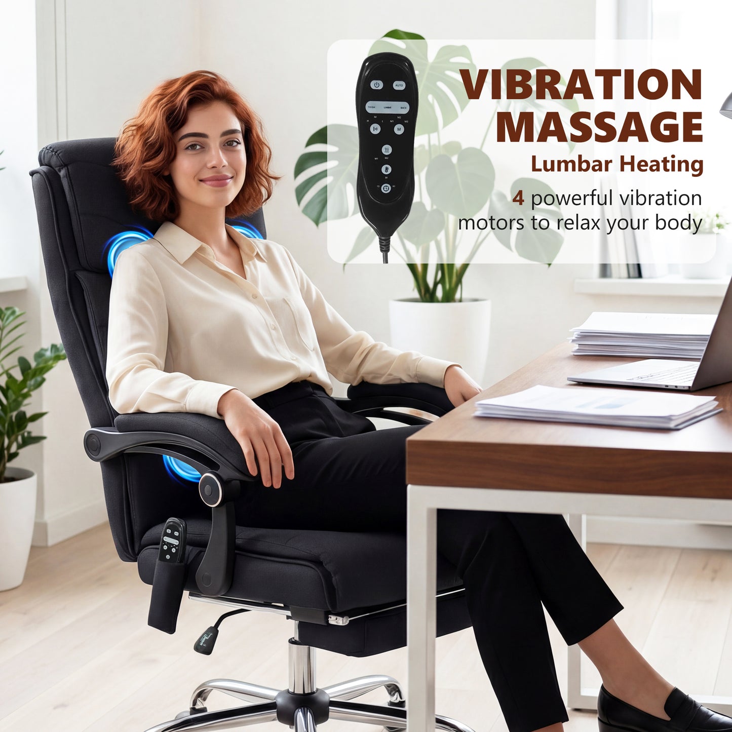 Vinsetto Vibration Massage Office Chair with Heat, Footrest, Black