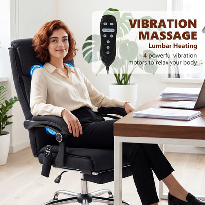 Vinsetto Vibration Massage Office Chair with Heat, Footrest, Black