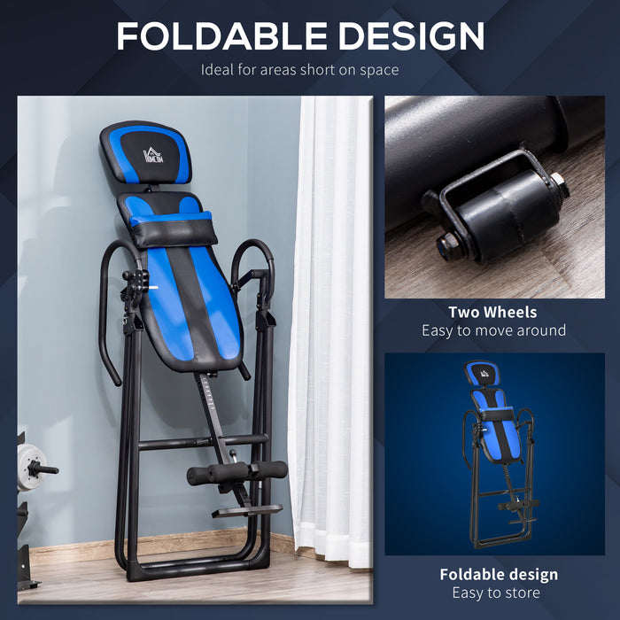 Foldable Gravity Inversion Table, Back Therapy Fitness Bench, with Soft Ankle Cushions, for Home