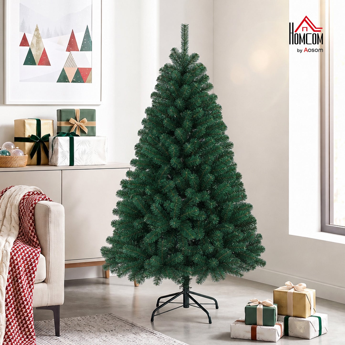 Artificial Christmas Tree with Hinged Design, 150cm Fir Tree