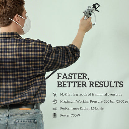 Airless Paint Sprayer, Wall Spray Gun for DIY Painting, 200 Bar