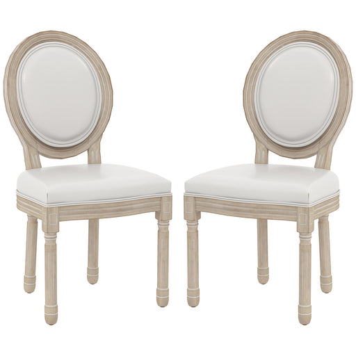 Dining Chairs Set of 2, French Vintage Style Kitchen Chairs with PU Leather Upholstery and Wooden Legs for Dining Room