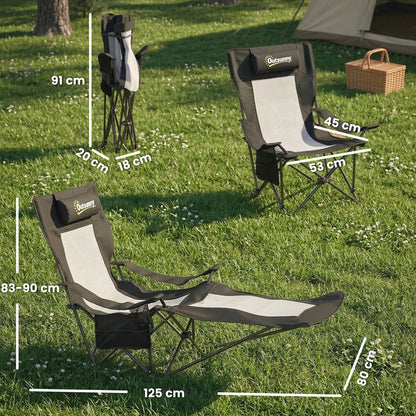 Camping Chair Reclining Folding Portable Black