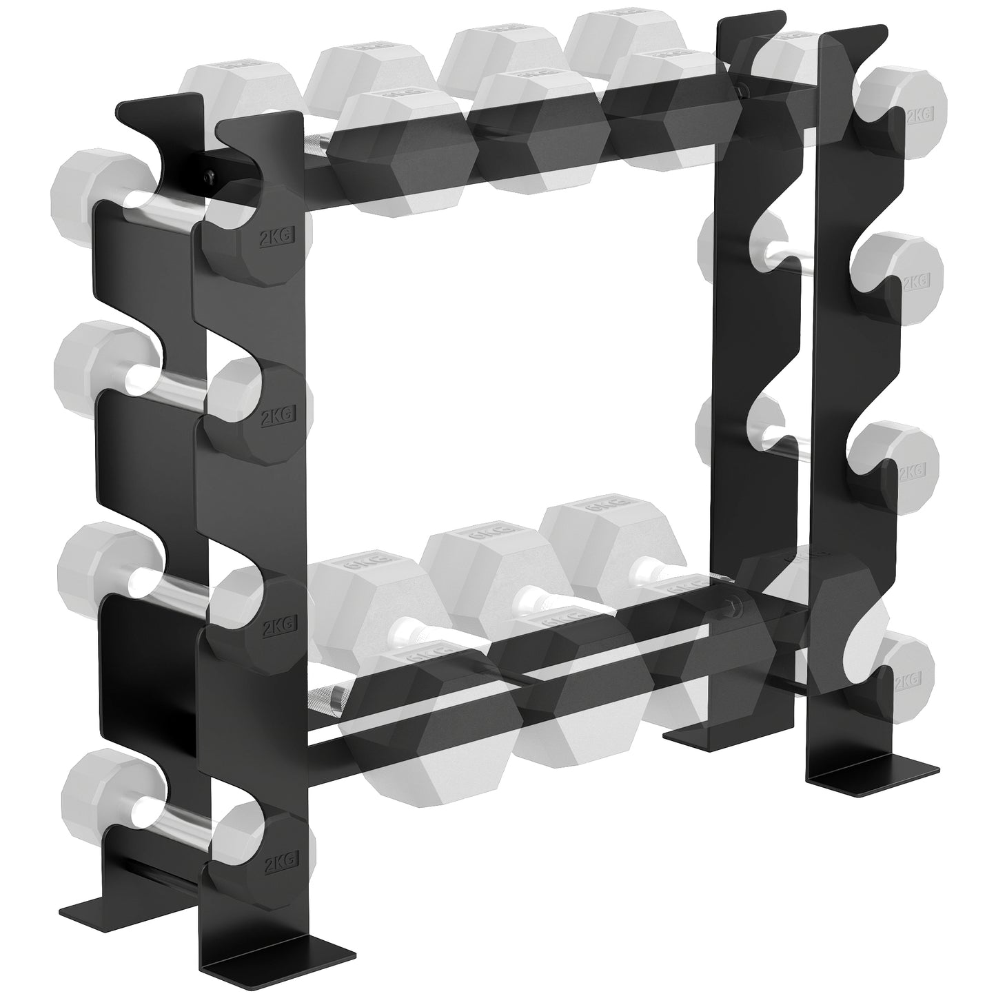 4-Tier Dumbbell Rack, Heavy-Duty Weight Rack for Dumbbells, Black
