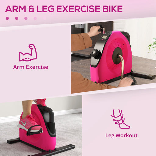 Mini Exercise Bike Under Desk Bike for Legs and Arms Workout, Red