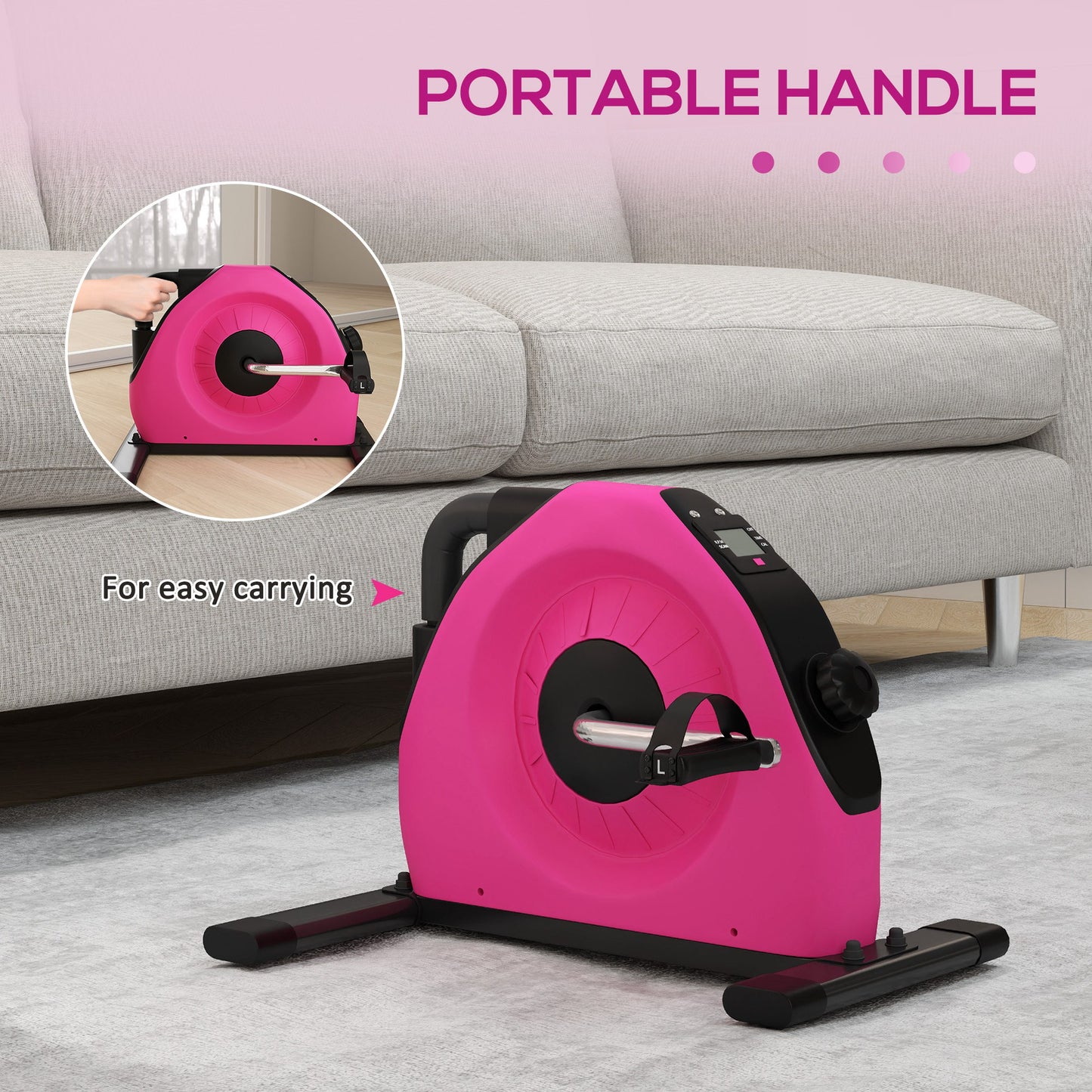 Mini Exercise Bike Under Desk Bike for Legs and Arms Workout, Red