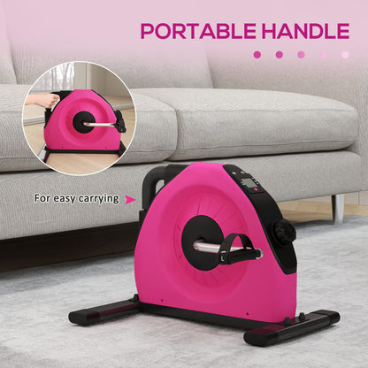 Mini Exercise Bike Under Desk Bike for Legs and Arms Workout, Red