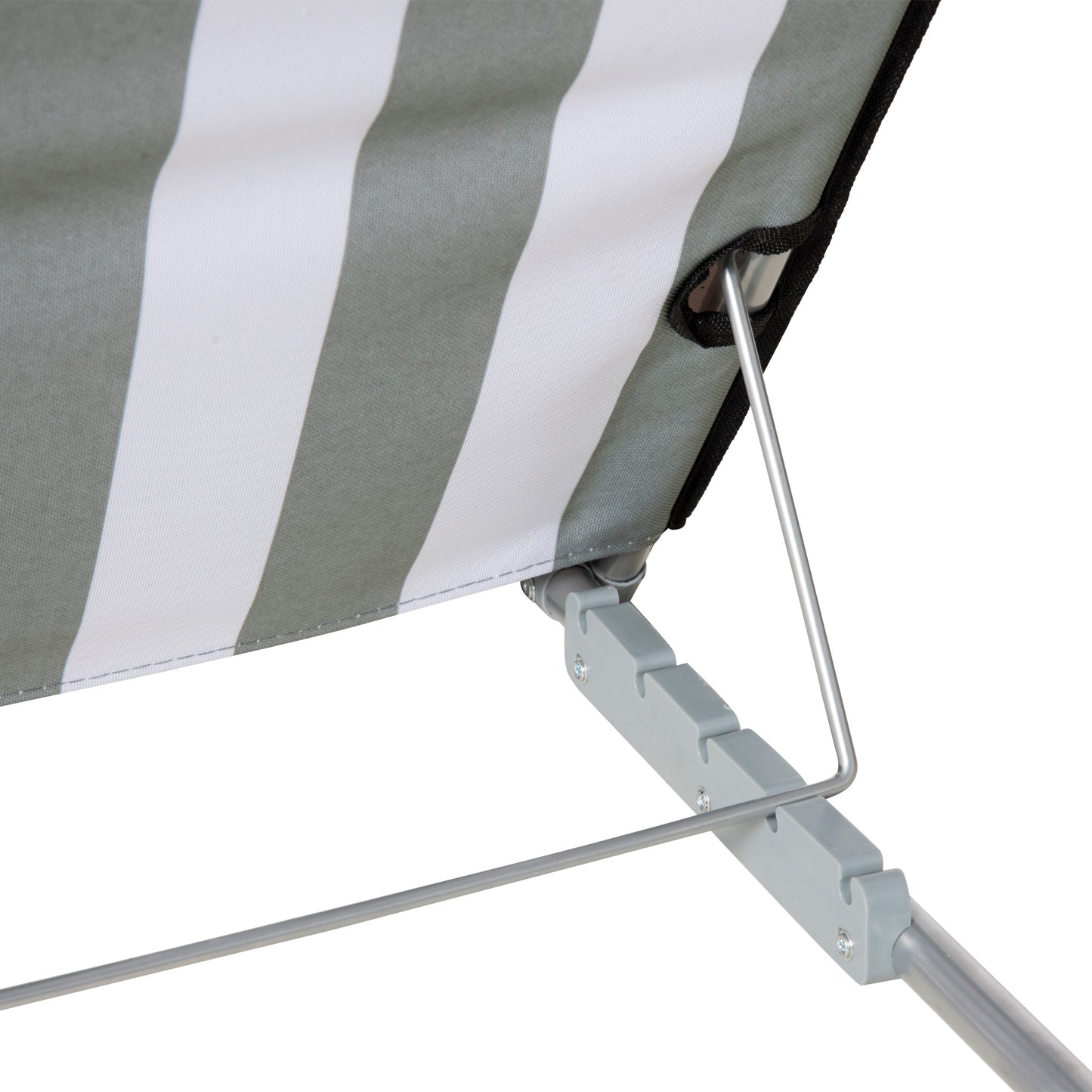 2 Pieces Outdoor Beach Mat Steel Reclining Chair Set w/ Pillow Grey