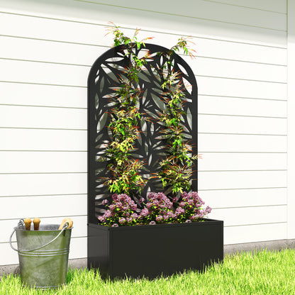 Metal Raised Garden Bed with Trellis, Outdoor Elevated Planter Box