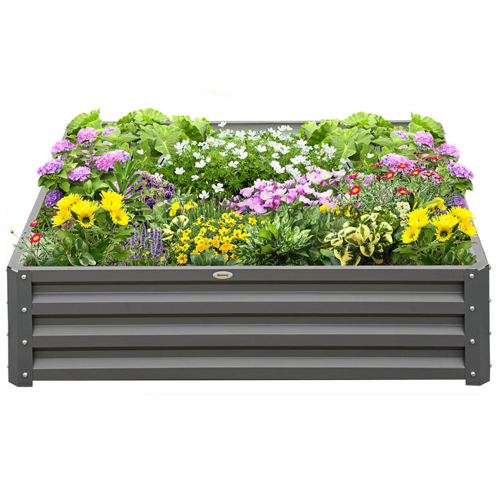 432L Square Raised Garden Bed Box Steel Frame for Vegetables, Flowers and Herbs, 120 x 120 x 30cm, Grey