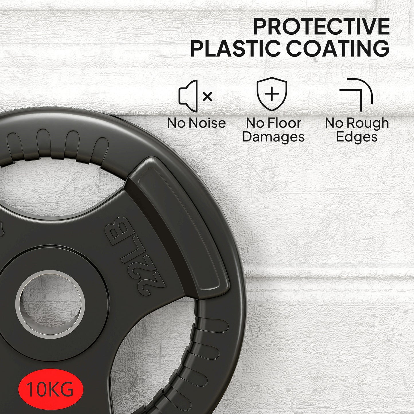 2 x 10kg Olympic Weight Plates, Weight Plate Discs with Tri-Grips