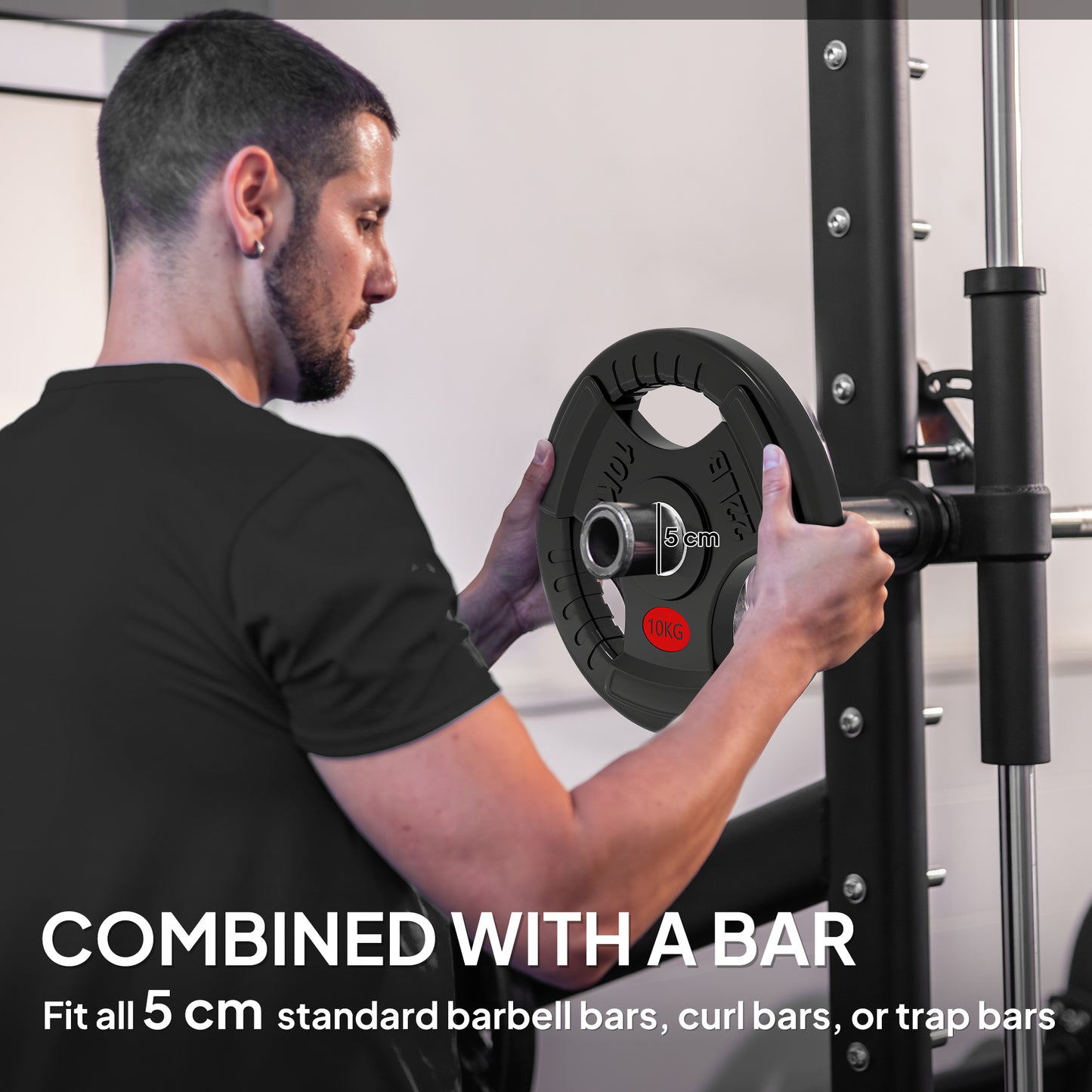 2 x 10kg Olympic Weight Plates, Weight Plate Discs with Tri-Grips