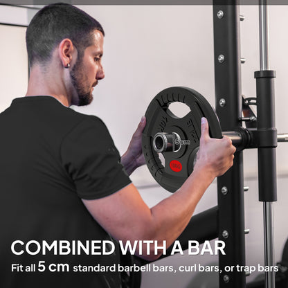 Olympic Weight Plates, 2"/5cm Weight Disc Pair with Tri-Grips, 2 x 10kg Dumbbell Plates for Weightlifting and Strength Training Home Gym Fitness Workout, Black