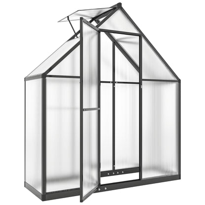 Polycarbonate Greenhouse Garden Green House with Swing Door, Black