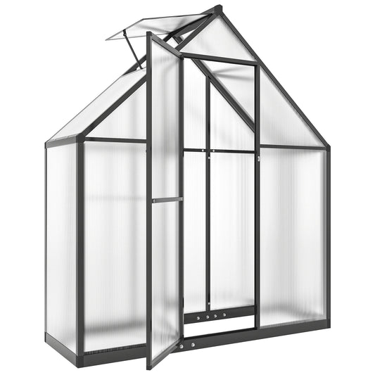 Polycarbonate Greenhouse Garden Green House with Swing Door, Black