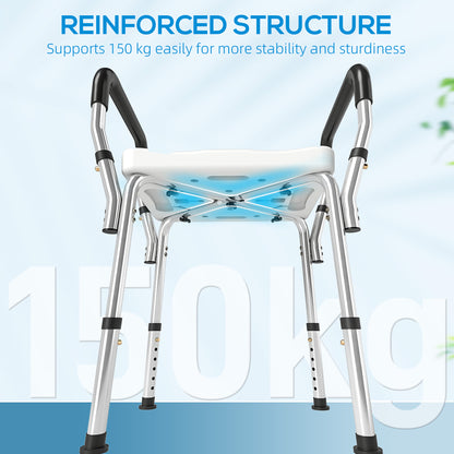 Rust-Free Aluminium Bath Chair with Adjustable Height, White