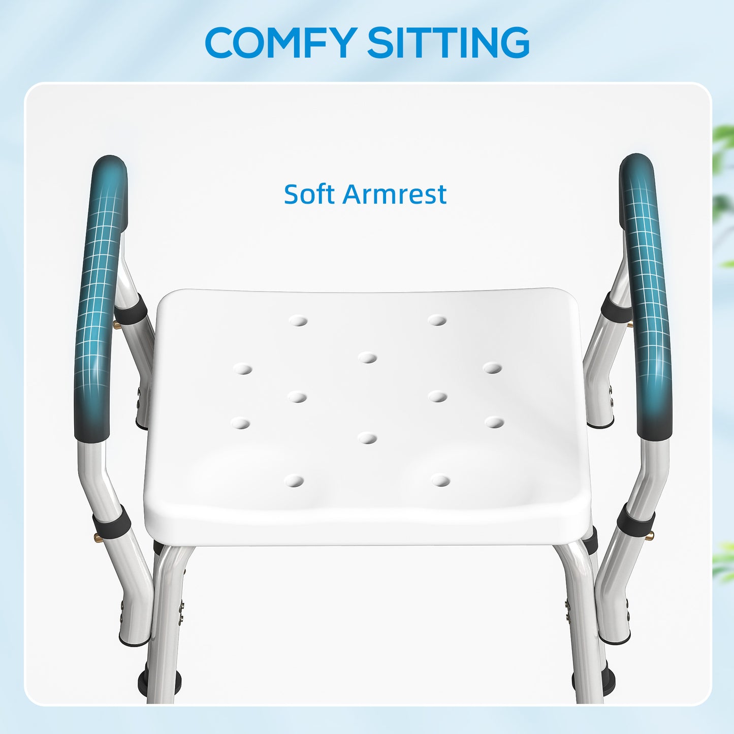 Rust-Free Aluminium Bath Chair with Adjustable Height, White