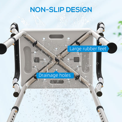 Rust-Free Aluminium Bath Chair with Adjustable Height, White