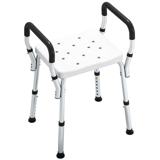 Rust-Free Aluminium Bath Chair with Adjustable Height, White