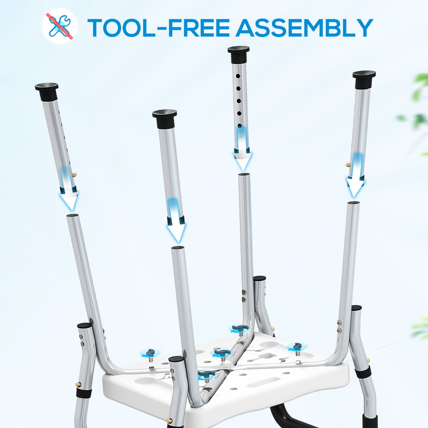 Rust-Free Aluminium Bath Chair with Adjustable Height, White