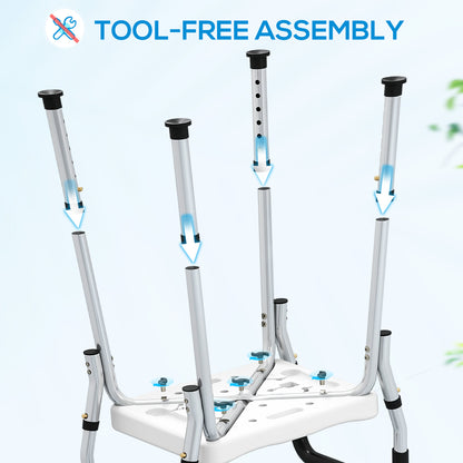 Rust-Free Aluminium Bath Chair with Adjustable Height, White