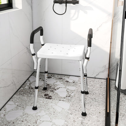 Rust-Free Aluminium Bath Chair with Adjustable Height, White
