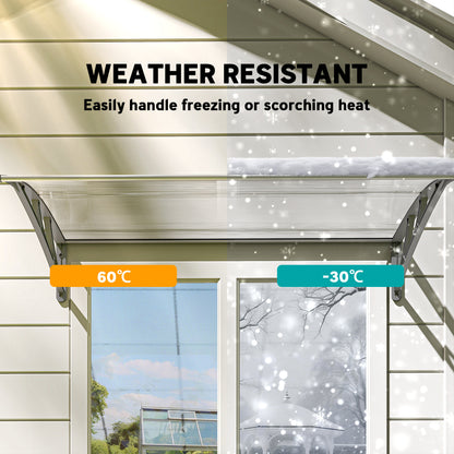 Door Canopy Outdoor Awning Rain Shelter for Window Porch, Grey