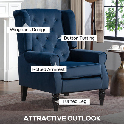 Accent Armchair Home Furniture Retro Tufted Club Fabric Dark Blue