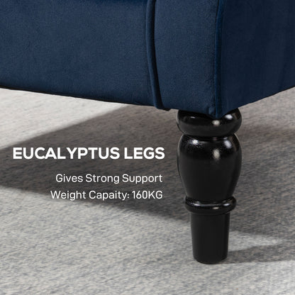 Accent Armchair Home Furniture Retro Tufted Club Fabric Dark Blue