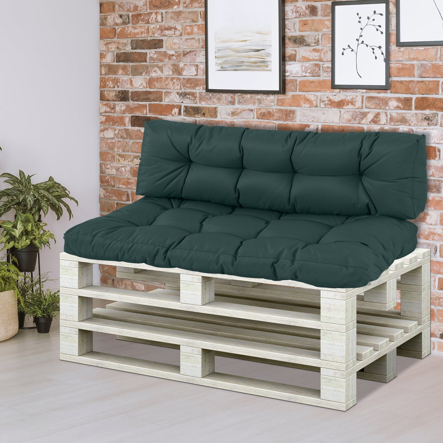 2Pcs Tufted Pallet Cushions Seat Pad Back Cushion Indoor Outdoor