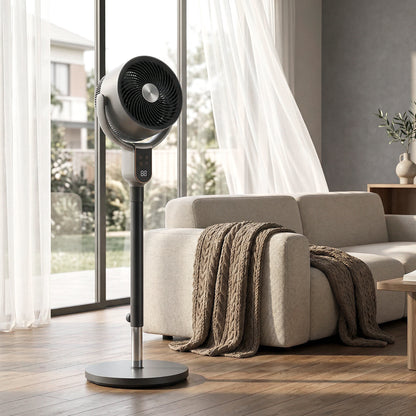 20 dB Silent Standing Fan for Bedroom, 42" Pedestal Fan with 70° Oscillating, 90° Vertical Tilt, 8 Speeds, Remote Control, 12H Timer, Adjustable Height, Child Lock, Grey