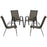 4 Piece Stackable Outdoor Garden Dining Chairs with High Backrest and Armrest, Breathable Mesh Fabric, Mixed Brown