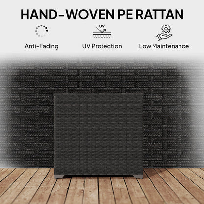 253L Garden Storage Box, Rattan Deck Box with Zipped Liner, Black