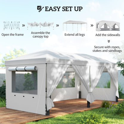 3 x 6 m Pop Up Gazebo, UPF50+ Wedding Party Tent Marquee, White