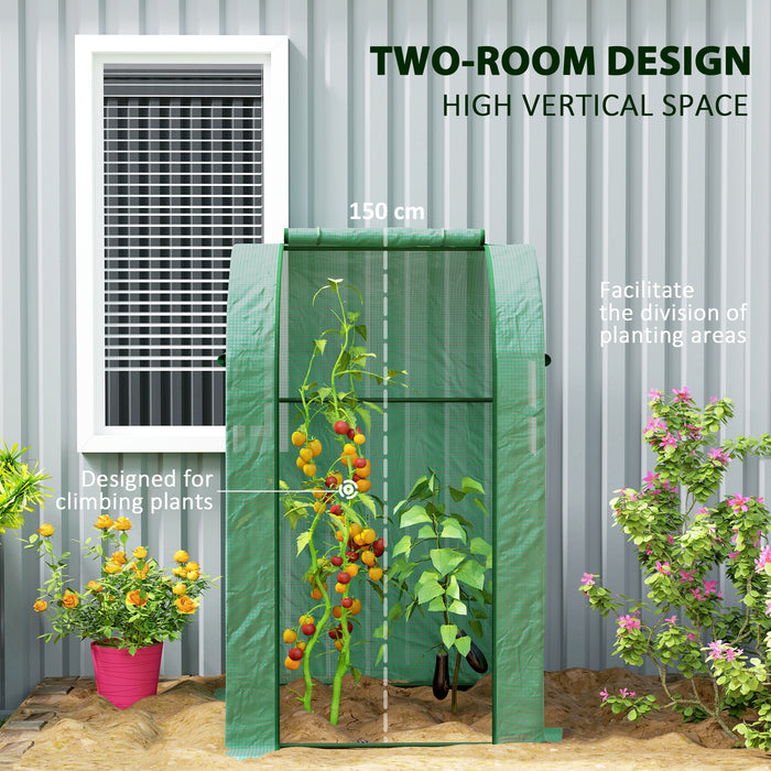 Tomato Greenhouse with Roll-up Door, 94 x 94 x 150cm, Green