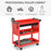 DURHAND 3-Tier Tool Trolley Cart Storage Shelf Roller Cabinet DIY Box Garage Workshop with Drawer Red