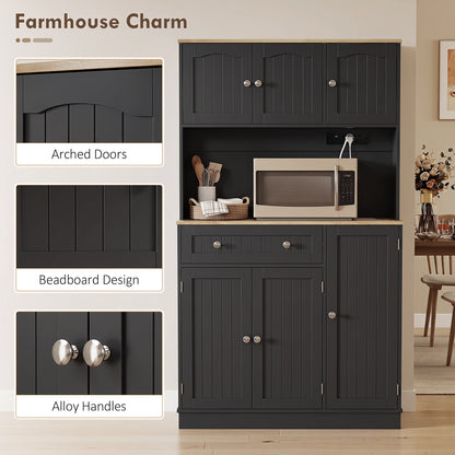 Pantry Storage Cabinet with Adjustable Shelves and 4 Door Racks
